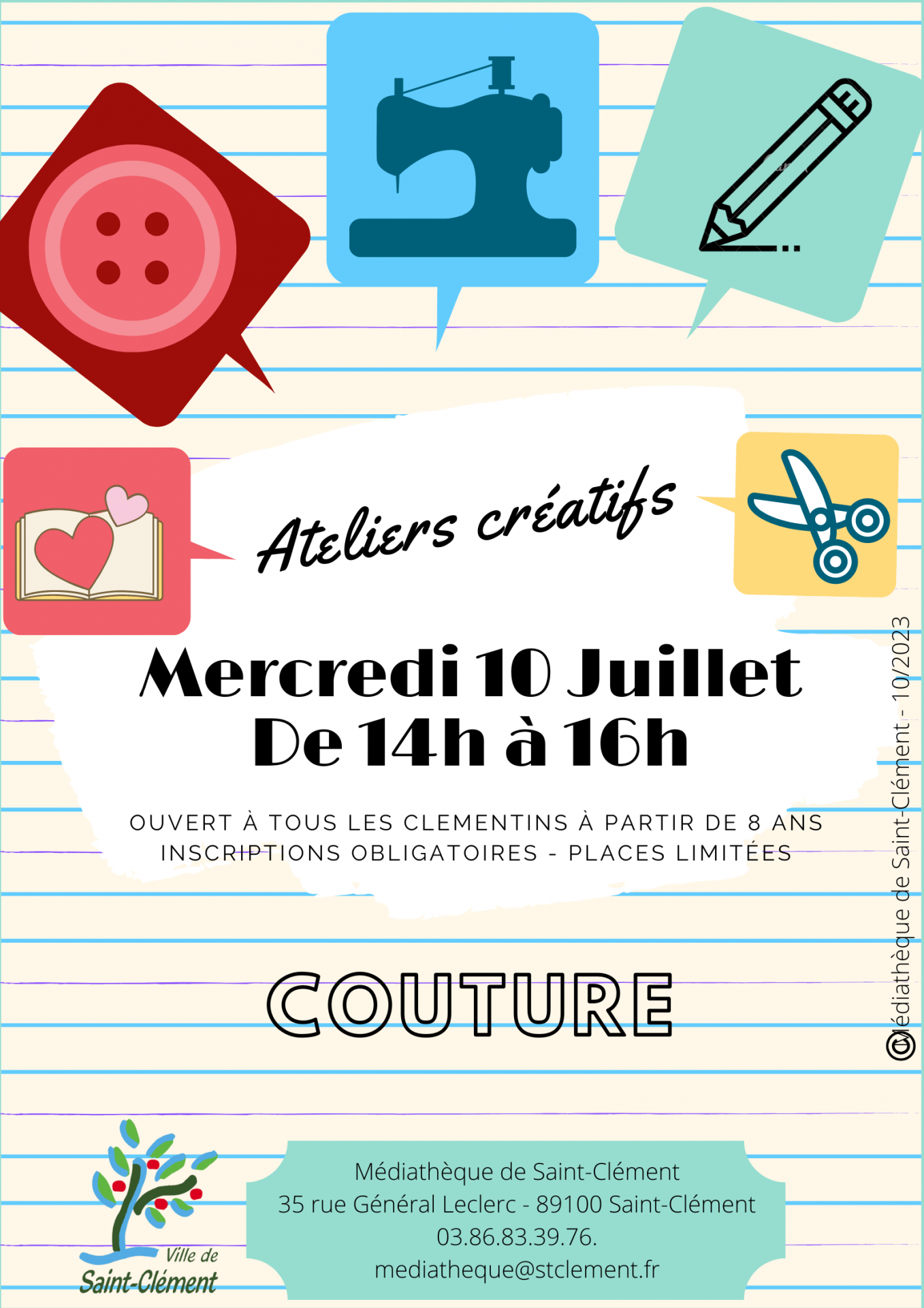 Affiche atelier couture 10.07.24